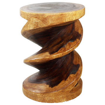 Haussmann Wood Spiral Zig Zag End Table 15 D x 20 inch High Walnut Oil