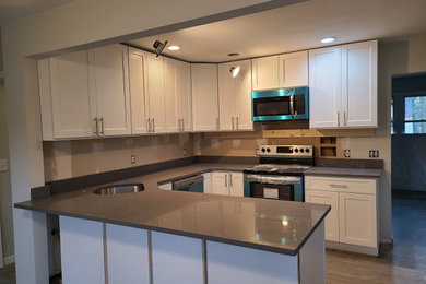 Example of a minimalist kitchen design in Boston
