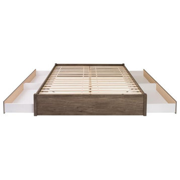King Select 4-Post Platform Bed With 4 Drawers, Drifted Gray