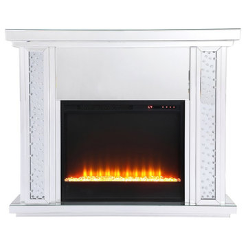 Elegant MF9901-F2 47.5" Crystal Mirrored Mantle With Crystal Insert Fireplace