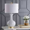 Brussels 27" Ceramic, Metal LED Table Lamp, White, Brass
