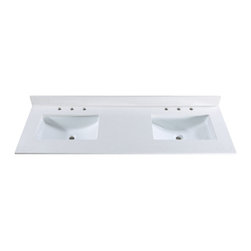 61" Stone Countertop with 8" Widespread Faucet Holes, Double - Bathroom Sinks