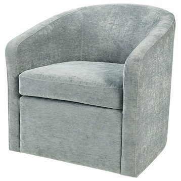 Martha Stewart Amber Low Back Tub Style Swivel Accent Chair, Neutral Blue