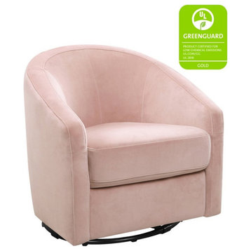 Babyletto Madison Luxurious Velvet Upholstered Swivel Glider in Blush Pink