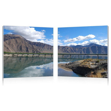 Baxton Studio Causeway through the Mountains Mounted Photography Print Diptych