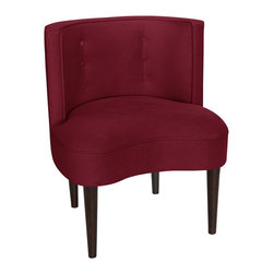 Universal Lighting and Decor - Curve Ball Red Velvet Berry Fabric Armless Accent Chair - Bar Stools And Counter Stools