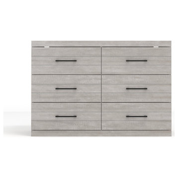 Hamsper 6-Drawer Dresser, 31.7"x46.5"x16.3", Dusty Gray Oak