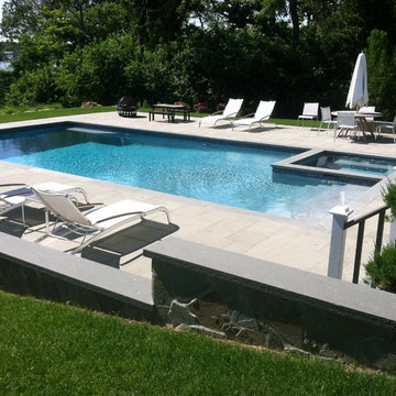 Southampton gunite pool, spa, and bluestone patio construction by patricks pools