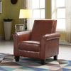 Gresham Upholstered Faux Leather Accent Arm Chair, Brown