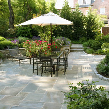 Flagstone Terrace with Perennial Garden Beds