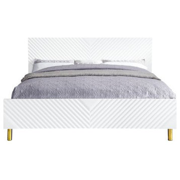 Acme Gaines Eastern King Bed White High Gloss Finish