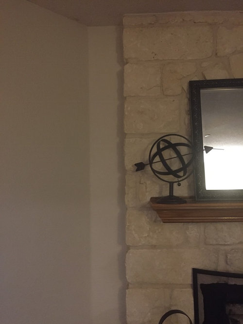 Warm Gray Against Limestone Fireplace W Yellow Undertones