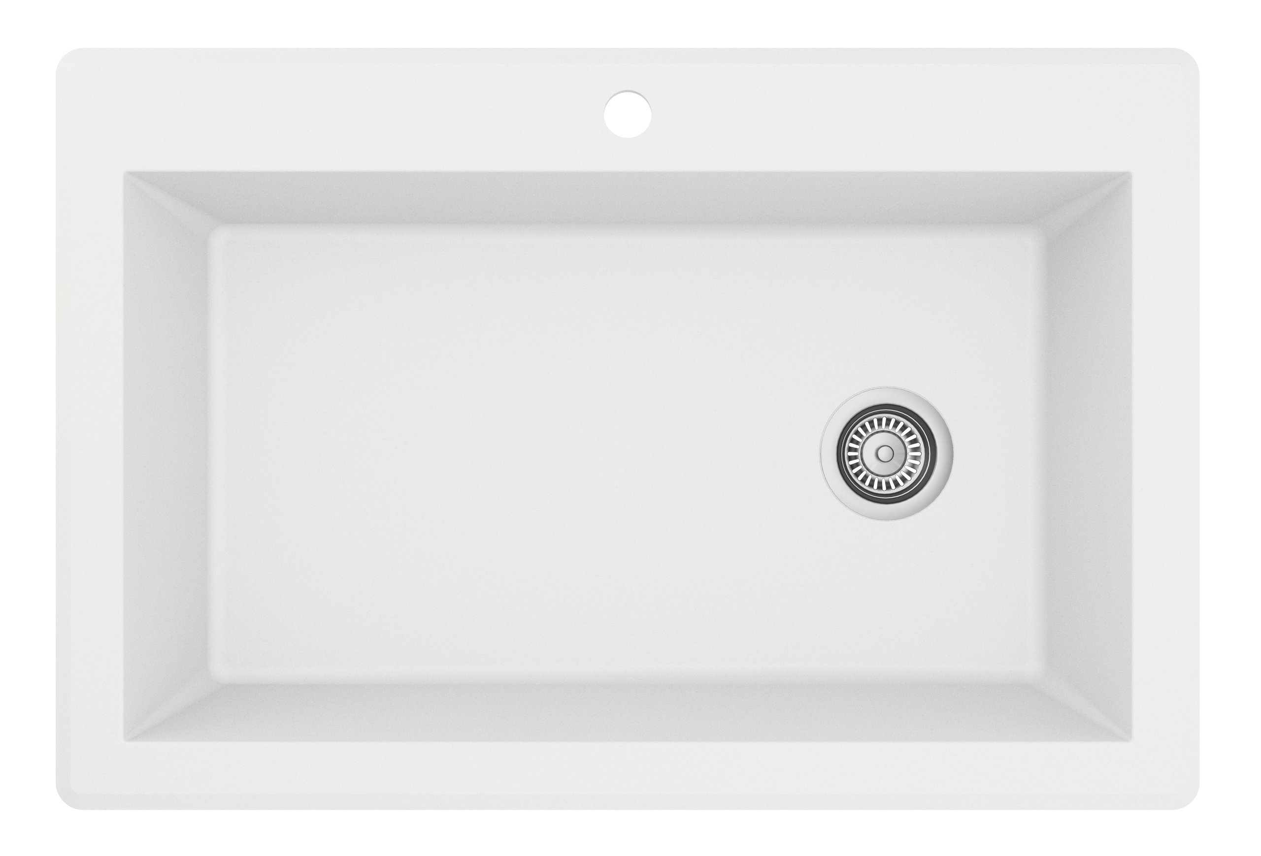 Karran Drop-In Quartz 33" 1-Hole Single Bowl Kitchen Sink, White