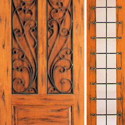Prehung Door with One Sidelite, Exterior, Knotty Alder 3-Panel - Front Doors