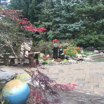 Backyard Landscape Renovation w/ Basalt Column Fountain