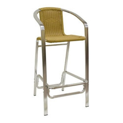 American Tables & Seating 56BS Aluminum Bar Stool with Synthetic Bamboo Back and - Bar Stools And Counter Stools
