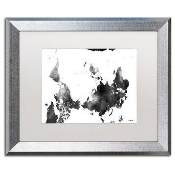 Watson 'Upside Down Map of the World' Art, Silver Frame, 16"x20", White Matte
