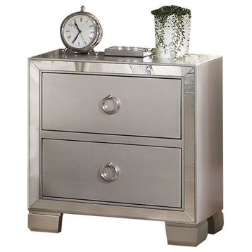 Bowery Hill Modern Square 2-Drawers Wooden Bedroom Nightstand in Platinum Pewter