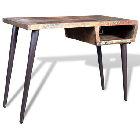 vidaXL Desk Multi-color Reclaimed wood, Painted iron 43.3 x 19.7 x 31.5 in