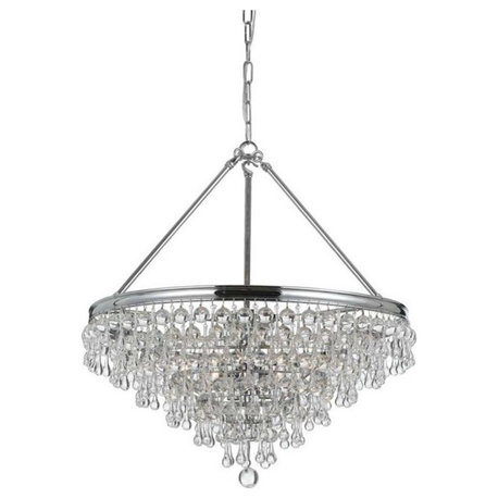 Calypso 6 Light Crystal Teardrop Chrome Chandelier