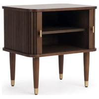 Studio London Murray Mid-Century Nightstand with Storage Brass Accents