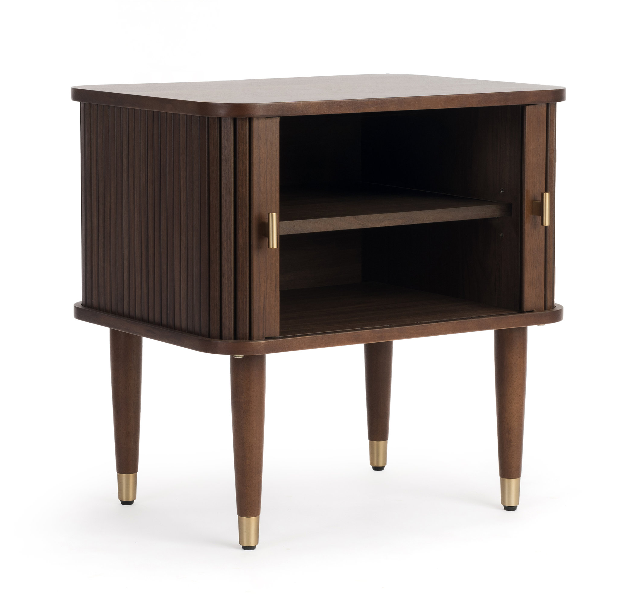 Studio London Murray Mid-Century Nightstand with Storage Brass Accents
