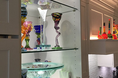 Custom Glass Shelves Above Kitchen Appliances
