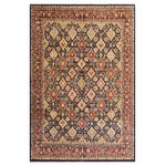 Bareens Designer Rugs - Antique Vegetable Dyed Elsie Blue/Red Wool Rug - 8'2'' x 10'0'' - Designed with mesmerizing intricacy and gorgeous color palette, this hand-knotted masterpiece demonstrates the beauty and electrifying thrill of Pak Persian art. These meticulously hand-knotted Pak-Persian rug is made with pure wool and features breathtaking traditional, transitional, and tribal designs in bold luxurious color pallets. Known for their intricate designs these rugs are a reproduction of Persian rugs, made in Pakistan with unique Mughal designs. Made by master weavers using the same Persian texture, design and dying technique, we wanted to produce the most significant manifestation of Persian art, life, and culture. This rug is most famous for its exceptional quality, incredible designs, patterns, and vibrant rich color. Pak-Persian rugs made with Persian weave with high knot counts, which enables the high intricacy and detail found in the patterns are also referred to as "State of art", each color adds a rich beautiful detail in the artwork of this rug. The design, color, and beautiful chromatic composition with a vibrant sheen with intricate designs, exude beauty, elegance, and quality make this rug a masterpiece of its own.