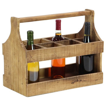 Rustic 8-Bottle Wooden Table Top Wine Holder, Brown