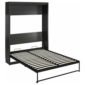 Pemberly Row Transitional Engineered Wood Queen Wall Bed in Black