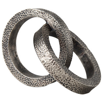 Rafiki 7.9Lx5.9Wx5.9H Two Blackened Hammered Finish Metal Conjoined Circles
