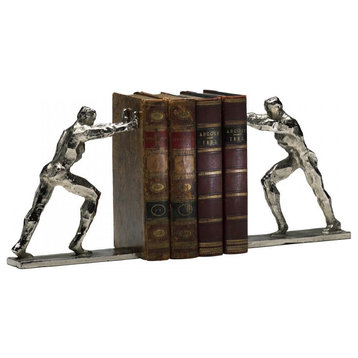 Iron Man Bookends, Set of 2, Silver, Cast Iron, 8.25"H (2106 174N5)
