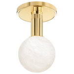 Hudson Valley Lighting - Murray Hill 1-Light Flush Mount Aged Brass - Murray Hill is simple design, elevated. Gorgeous, thick metalwork supports smooth, stunning alabaster globe shades. Hang the 2-light sconce vertically on each side of a mirror or horizontally above it or place the 1-light sconce on each side of a mirror to take the bath to the next level. The fabulous semi-flush will add glam and glow to any ceiling in the home.