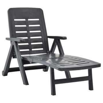 vidaXL Deckchair Patio Lounge Chair Folding Sunlounger Plastic Anthracite