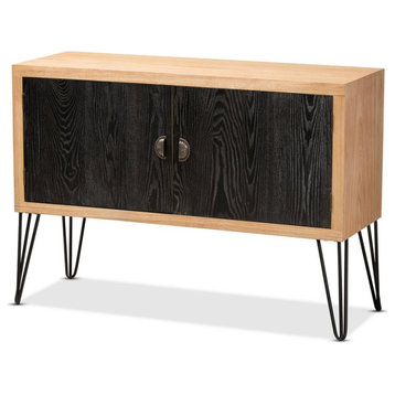 Baxton Studio Denali Brown and Black Finished Wood and Metal Storage Cabinet
