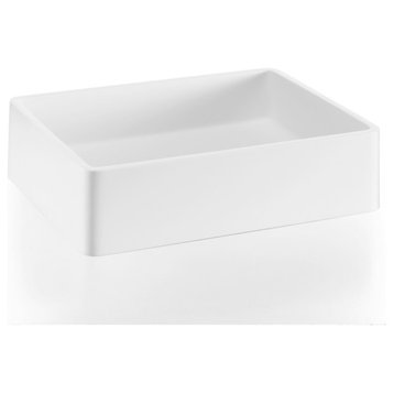 Mamon Vessel Bathroom SInk in White Mattstone, 18.9" L X 14.2" W X 4.8" H