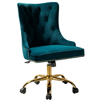 Swivel Task Chair,Velvet Office chair, Teal