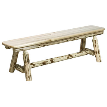 Montana Collection Plank Style Bench, 6 Foot, Clear Lacquer Finish