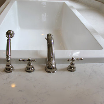Bathroom, Tub-Surround and Shower Bench- Engineered Quartz (Bianco Marina)
