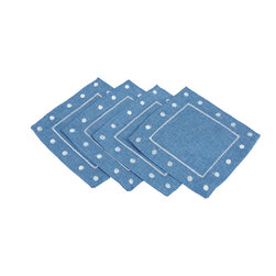 Xia Home Fashions - Polka Dot Embroidered Easy Care Placemats, 6" Square, Set of 4 - Placemats