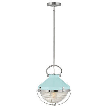 Hinkley Crew Pendant 4847PN-REB, Polished Nickel With Robins Egg Blue