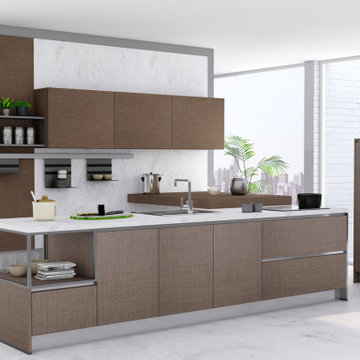 Premiumline kitchen handleless Island in Cannella supplied by Inspired Elements
