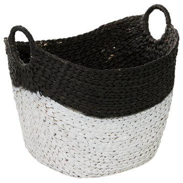 Contemporary Black Seagrass Storage Basket 84450