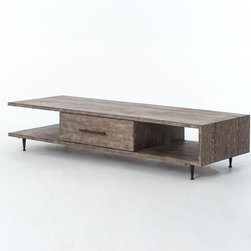 Elton Driftwood Low Coffee Table with Drawer - Coffee Tables