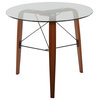 Trilogy Round Dinette Table, Walnut Wood, Clear Glass
