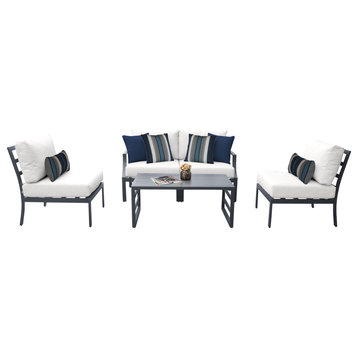 Lexington 5 Piece Outdoor Aluminum Patio Furniture Set 05d White