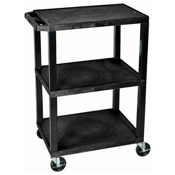 Luxor Black 3-Shelf Specialty Utility Cart