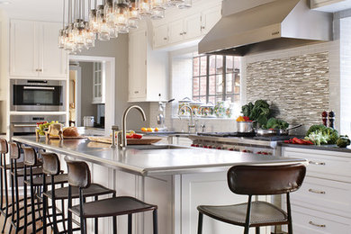 Example of a transitional kitchen design in New York