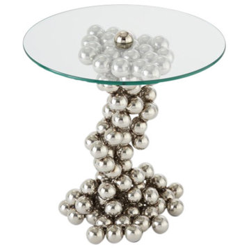 Abstract Silver Chrome Sphere Sculpture Table