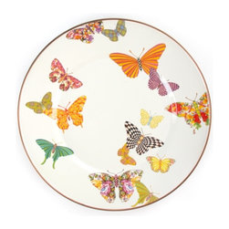Butterfly Enamel Dinner Plate - White | MacKenzie-Childs - Dinner Plates
